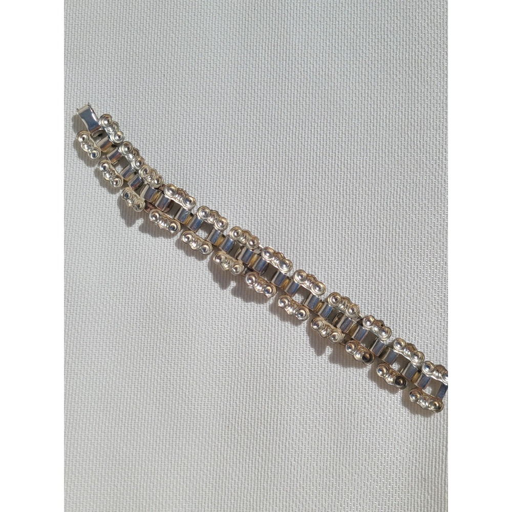 Silver Tone Black Bracelet / No Markings - Picture 3 of 6